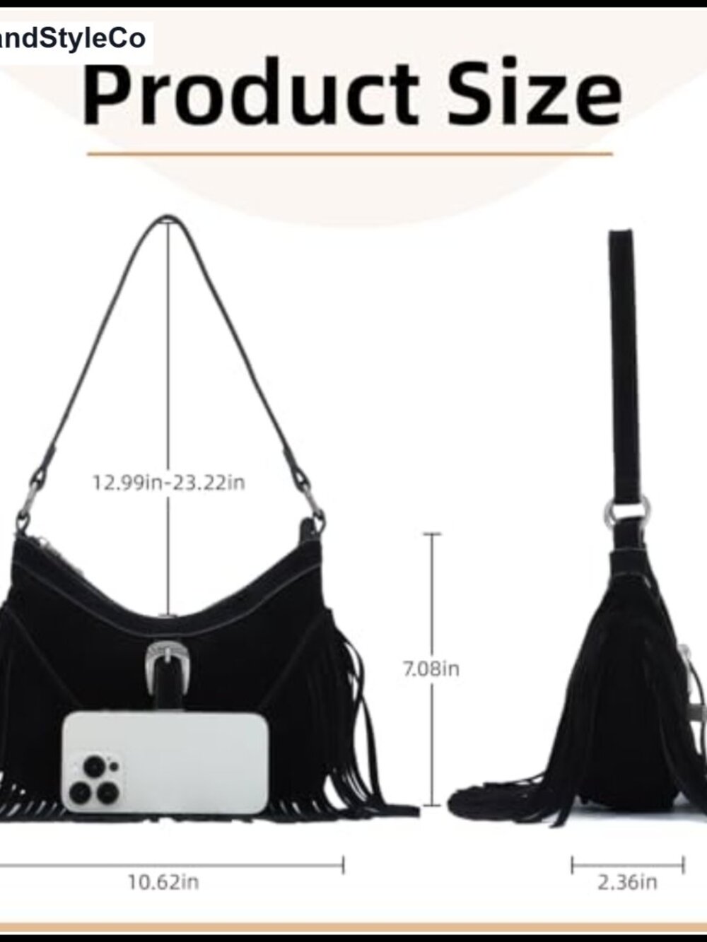 Fringe Hobo Purse Tassel Shoulder Bag Vintage Suede Handbag Hippie Western - Picture 2 of 6
